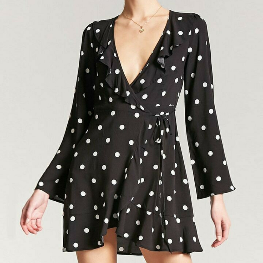 Forever21 Womens Ruffle Wrap Dress
